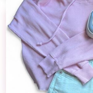 Aritzia Tna Waffle Crop Hoodie
